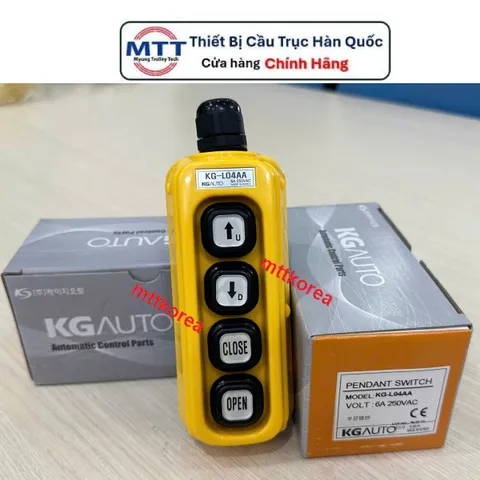 Điều khiển cầu trục 4 nút loại có dây L04AA thương hiệu KG AUTO 6A 250V cấp bảo vệ IP65 chống bụi, nước - MTT KOREA