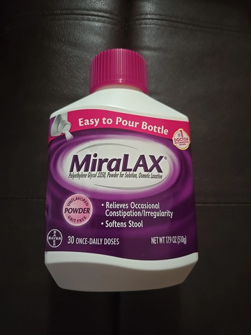 Bột nhuận tràng MiraLAX, giúp làm mềm phân và giảm táo bón 17.9 oz (510g) chứa 30 liều 