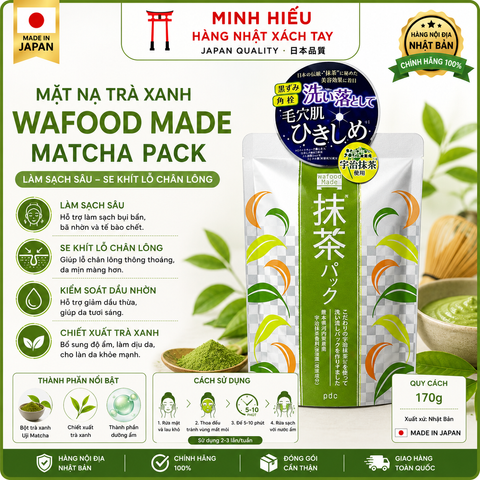 Mặt Nạ Trà Xanh Wafood Made Matcha Pack Nhật Bản – Làm Sạch Sâu, Se Khít Lỗ Chân Lông