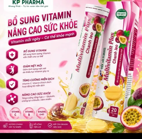 Sủi multuvitamin vị chanh leo rất ngon giúp tăng đề kháng và mát gan, týp 20 viên (date mới)
