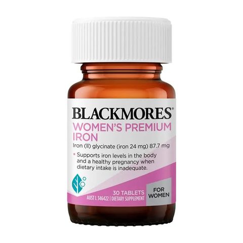 Blackmores Women Premium Iron - Bổ sung sắt cho mẹ bầu không gây táo bón giảm nguy cơ biến chứng trong thai kỳ 30 viên sản xuất Úc