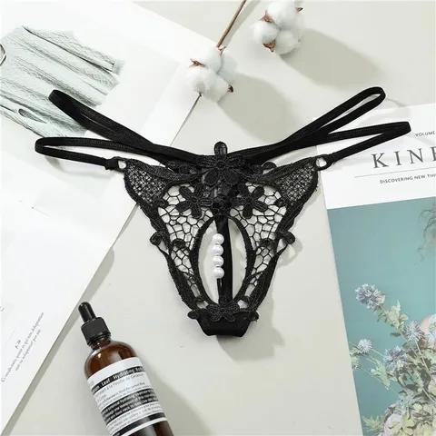 Quần Lót Đính Hạt Lọt Khe Sexy Bonita Phối Hoa Gợi Cảm Chip Nữ Dây Lưng Cao Quyến Rũ - T308 Đen