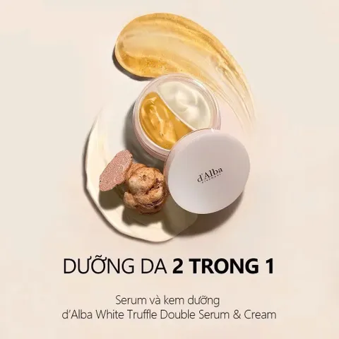Kem +serum d'Alba serum & kem dưỡng ẩm kép, da căng mịn không bết rít White Truffle Double Serum & Cream 70g