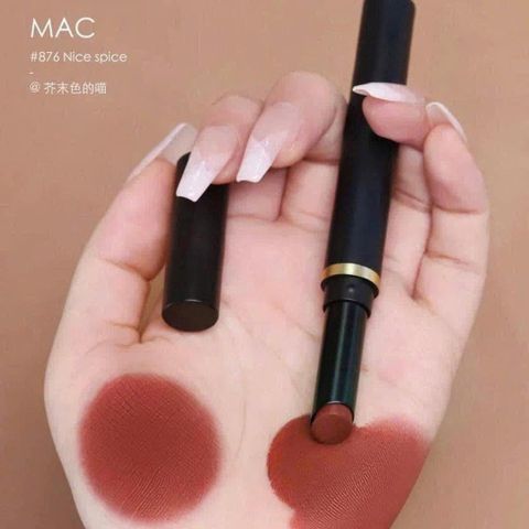 Son lì- 876 màu đỏ nâu tây, son Mac Powder Kiss Velvet Blur Slim Nice Spice siêu xinh, fullsize fullbox, hàng nhập Mỹ