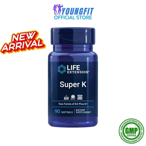Viên Uống Bổ Sung Vitamin K2 Vitamin K1 Super K Life Extension Hỗ Trợ Sức Khỏe Tuần Hoàn Giảm Vôi Hóa Mạch Máu Cải Thiện Xương Khớp - YoungFit