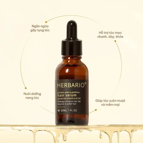 Serum mọc tóc Vỏ Bưởi và Bồ Kết Herbario 30ml phiên bản nâng cấp dưỡng nang tóc