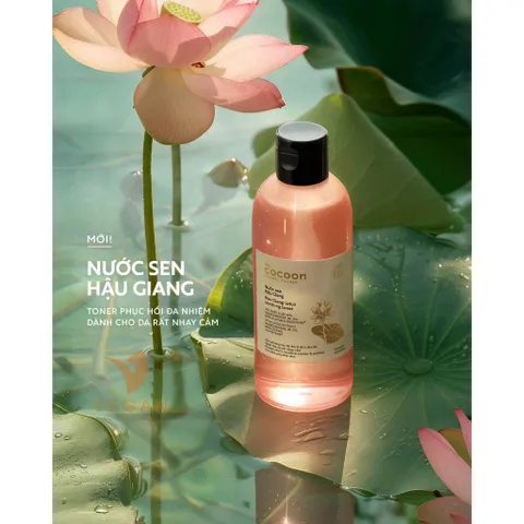 Toner Nước cân bằng da Sen Hậu Giang cocoon 140ml - VEGAN - Mỹ Phẩm Thuần Chay 140ml Tặng dây buộc tóc