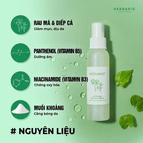 Xịt khoáng Rau Má & Diếp Cá herbario 100ml thuần chay