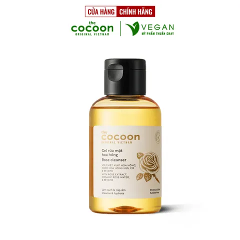 Gel rửa mặt hoa hồng cocoon 140ml (rose cleanser) - VEGAN - Mỹ phẩm thuần chay