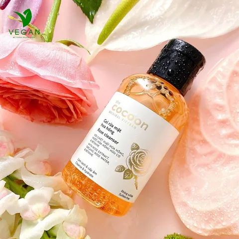 Gel rửa mặt hoa hồng cocoon 140ml (rose cleanser) - VEGAN - Mỹ phẩm thuần chay