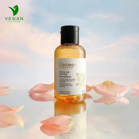 Gel rửa mặt hoa hồng cocoon 140ml (rose cleanser) - VEGAN - Mỹ phẩm thuần chay