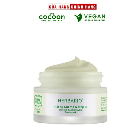 Mặt nạ Rau má & Diếp cá  herbario 30ml sạch mụn vegan mỹ phẩm thuần chay