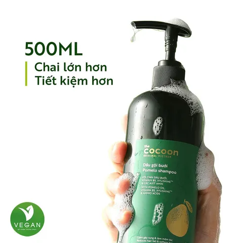 Bigsize - Dầu gội bưởi Pomelo Cocoon giúp giảm gãy rụng và làm mềm tóc 500ml Thuần chay