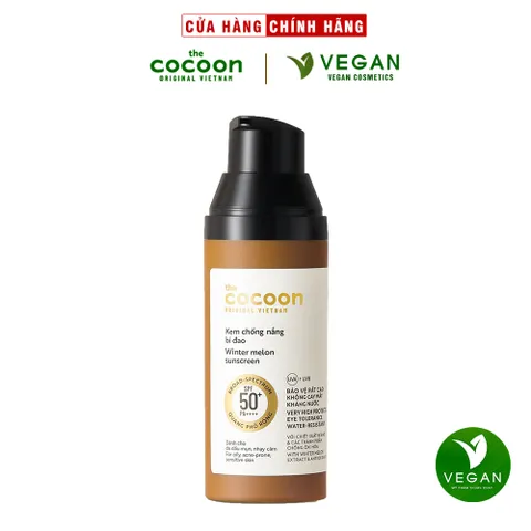 Kem chống nắng bí đao Cocoon 50ml quang phổ rộng, bảo vệ rất cao SPF 50 +, PA ++++ mỹ phẩm thuần chay