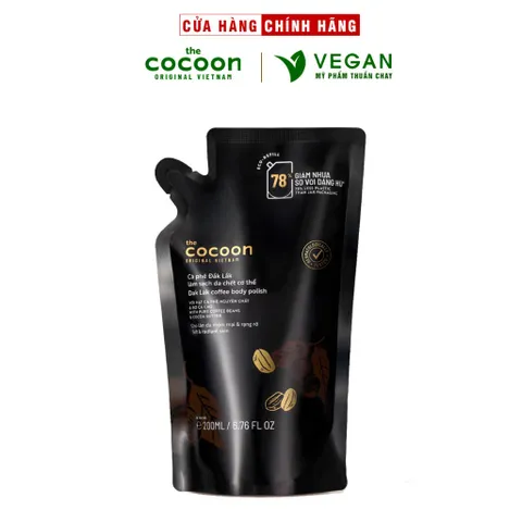 Túi Refill - Tẩy da chết cơ thể cà phê Đắk Lắk Cocoon 200ml VEGAN - mỹ phẩm thuần chay