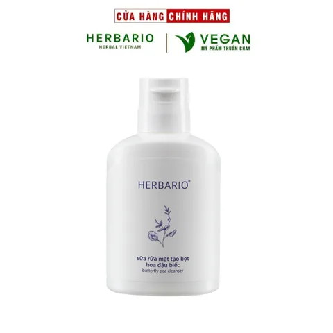 Sữa rửa mặt tạo bọt hoa đậu biếc herbario 100ml thuần chay cấp ẩm, chống lão hóa
