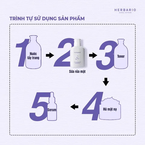 Sữa rửa mặt tạo bọt hoa đậu biếc herbario 100ml thuần chay cấp ẩm, chống lão hóa