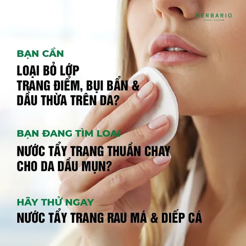 Nước tẩy trang Rau Má & Diếp Cá Herbario 300ml - VEGAN - Mỹ phẩm thuần chay
