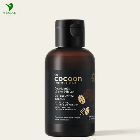Gel rửa mặt cà phê Đắk Lắk Cocoon cho làn da tươi mới và rạng rỡ 140ml - VEGAN - Mỹ phẩm thuần chay