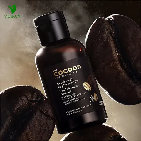 Gel rửa mặt cà phê Đắk Lắk Cocoon cho làn da tươi mới và rạng rỡ 140ml - VEGAN - Mỹ phẩm thuần chay