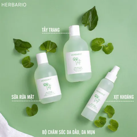 Nước tẩy trang Rau Má & Diếp Cá Herbario 300ml - VEGAN - Mỹ phẩm thuần chay
