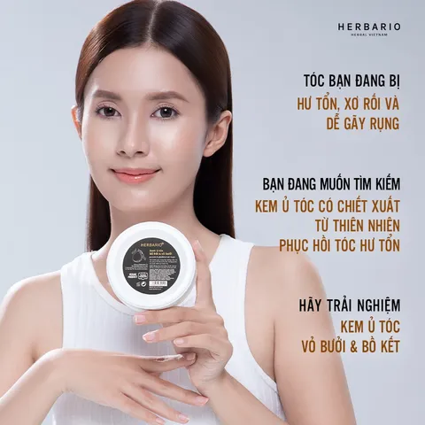 Kem ủ tóc bồ kết & vỏ bưởi herbario 200ml thuần chay