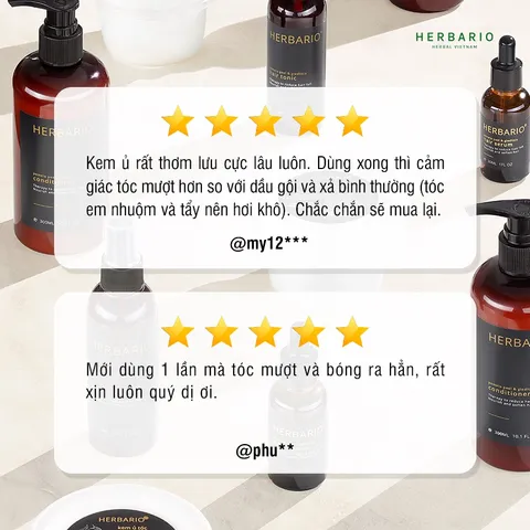 Kem ủ tóc bồ kết & vỏ bưởi herbario 200ml thuần chay