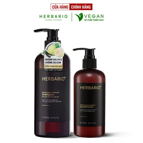 Combo Dầu gội vỏ bưởi bồ kết Herbario 500ml + Dầu xả vỏ bưởi bồ kết Herbario 300ml