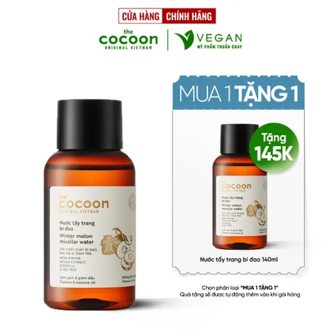 Nước tẩy trang bí đao cocoon 140ml thuần chay - VEGAN Mỹ phẩm thuần chay