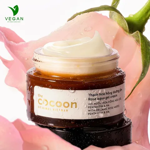 Thạch hoa hồng dưỡng ẩm COCOON 30ml kem dưỡng ẩm - Vegan thuần chay