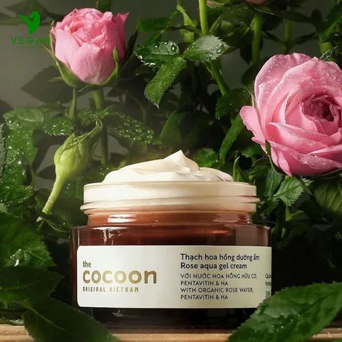 Thạch hoa hồng dưỡng ẩm COCOON 30ml kem dưỡng ẩm - Vegan thuần chay