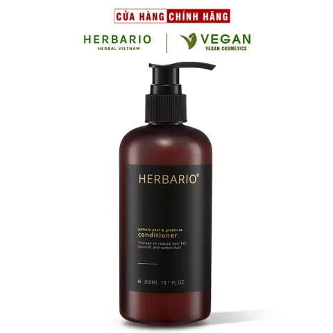 Dầu xả Vỏ bưởi & Bồ kết HERBARIO 300ml giúp tóc suôn mượt - VEGAN - Mỹ phẩm thuần chay