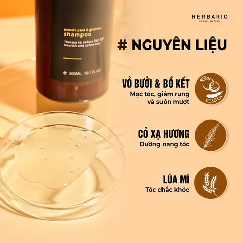 Bộ đôi Dầu GỘI XẢ bồ kết & vỏ bưởi Herbario 300ml TẶNG xịt dưỡng Herbario 100ml