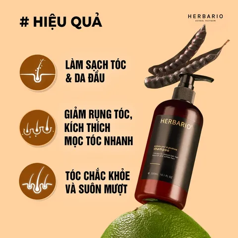 Bộ đôi Dầu GỘI XẢ bồ kết & vỏ bưởi Herbario 300ml TẶNG xịt dưỡng Herbario 100ml