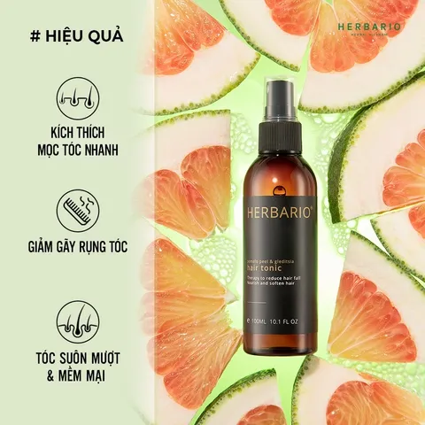 [HÀNG TẶNG KHÔNG BÁN] BẢN NÂNG CẤP - Nước xịt dưỡng tóc Vỏ Bưởi và Bồ Kết Herbario 100ml VEGAN - thuần chay