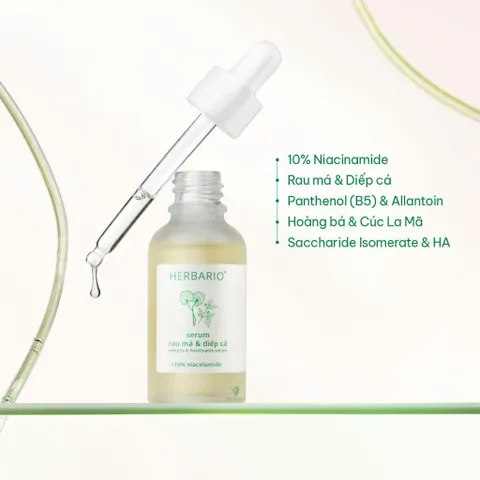 Serum Rau má & Diếp cá herbario 30ml sạch mụn thuần chay