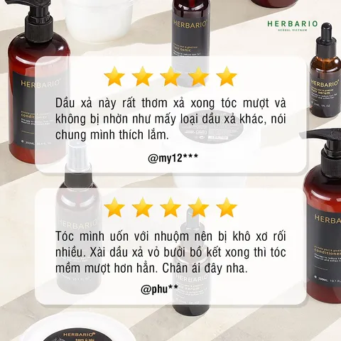 Dầu xả Vỏ bưởi & Bồ kết HERBARIO 300ml giúp tóc suôn mượt - VEGAN - Mỹ phẩm thuần chay