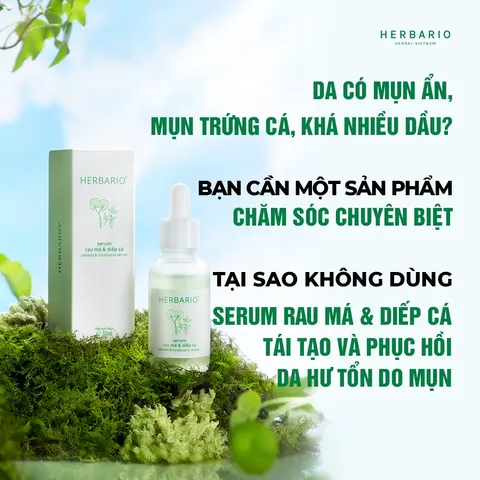 Serum Rau má & Diếp cá herbario 30ml sạch mụn thuần chay