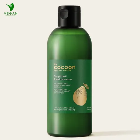 Dầu gội bưởi Pomelo Cocoon giúp giảm gãy rụng và làm mềm tóc 310ml Thuần chay TẶNG dây buộc tóc
