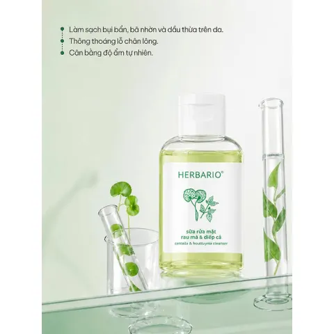 Mini size - Sữa rửa mặt Rau má & Diếp cá herbario 50ml sạch mụn thuần chay