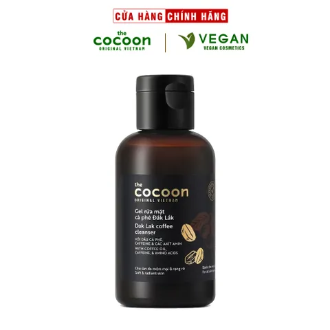 Gel rửa mặt cà phê Đắk Lắk Cocoon 140ml thuần chay Tặng dây buộc tóc