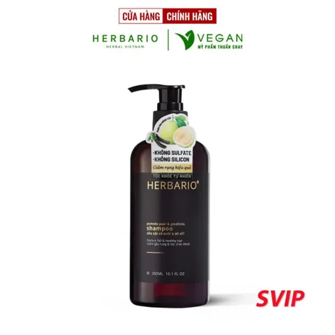 [SVIP] - Dầu gội vỏ bưởi và bồ kết HERBARIO 300ml giảm rụng tóc, phục hồi tóc - VEGAN - Mỹ phẩm thuần chay