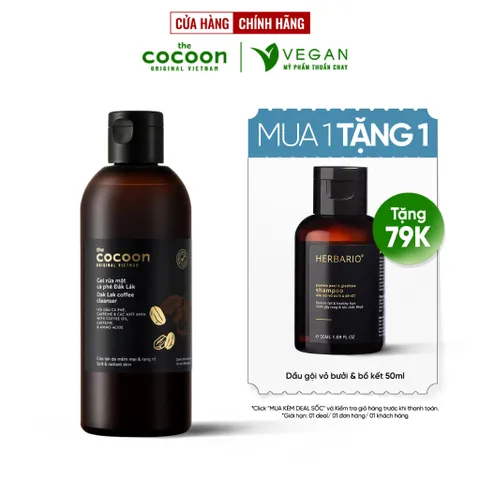 Bigsize - Gel rửa mặt cà phê Đắk Lắk Cocoon cho làn da tươi mới và rạng rỡ 310ml thuần chay