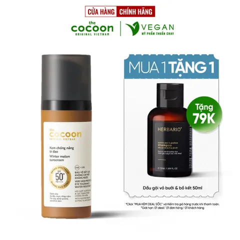 Kem chống nắng bí đao Cocoon 50ml quang phổ rộng - VEGAN - Mỹ phẩm thuần chay