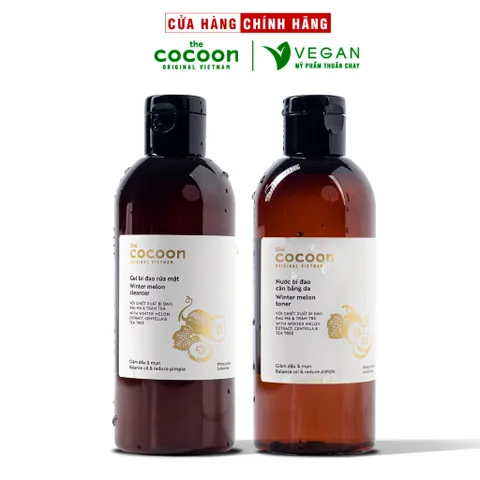 Combo Gel bí đao rửa mặt COCOON 310ml + Toner nước cân bằng da bí đao cocoon 310ml dành cho da dầu & mụn