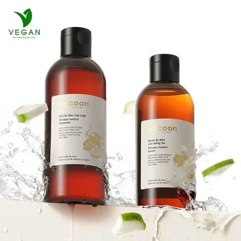 Combo Gel bí đao rửa mặt COCOON 310ml + Toner nước cân bằng da bí đao cocoon 310ml dành cho da dầu & mụn