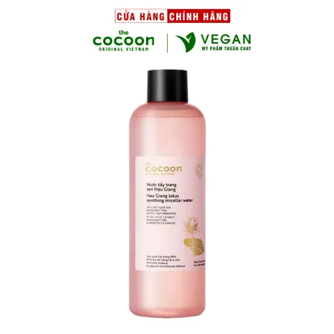 Nước tẩy trang sen Hậu Giang Sạch Bụi Siêu Mịn, Dịu Êm Cho Da Rất Nhạy Cảm Cocoon 500ml