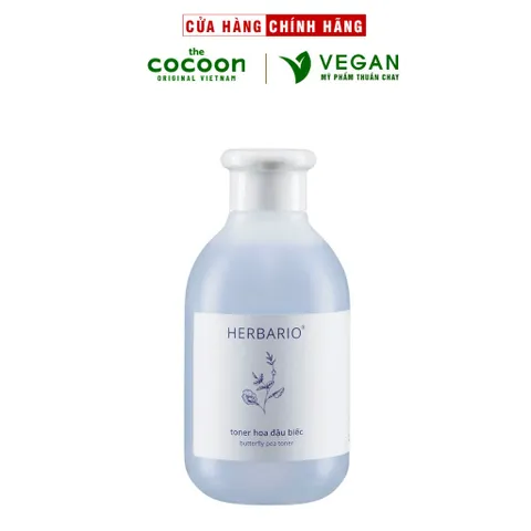Toner nước cân bằng da Hoa Đậu Biếc Herbario 200ml thuần chay, chống lão hóa