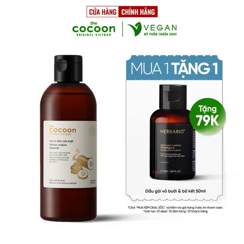 BIG SIZE Gel bí đao rửa mặt cocoon 310ml cho da dầu mụn VEGAN Mỹ Phẩm Thuần Chay