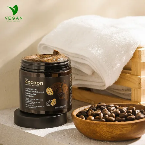 CÀ PHÊ ĐẮK LẮK LÀM SẠCH DA CHẾT CƠ THỂ THE COCOON VIỆT NAM 200ML VEGAN - Mỹ phẩm thuần chay